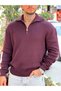 Giesto Half-Zip Knitted Sweatshirt Claret Red - 2