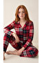 Plaid Patterned Bamboo Long Sleeve Women's Front Buttoned Pajama Set - 2