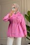 6697 - Stylish, Comfortable, Loose-Fitting Peach Fabric Women's Jacket with Snap Collar Detail - 5