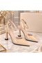 Women's Patent Leather Pointed Heeled Classic Shoes Open Back - 2