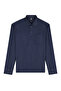 Men's Shirt Collar Navy Blue Sweat Micro Pattern Pocket Cuff Classic Pattern - 5431 - 2
