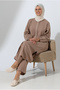 Women's Linen Embroidered Muslin Hijab Double Set Cotton Hajj and Umrah Outfit - Beige (Vsn) - 8