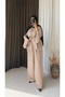 Flounce Sleeve Loose Fit Tunic Set - Beige - 2