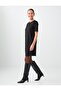 Black Stone Embellished Short Sleeve Suede Dress - 3