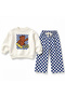 Boy's Teddy Bear Printed 100% Printed Checkerboard Suit - 2