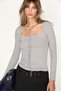 Moraine Women's Gray Blouse with Decorative Collar Accessories
