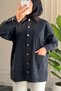 6707 - Stylish Comfortable Suede Collar-Trimmed Long Tunic Denim Jacket - 5