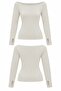 Boat neck finger pass basic blouse - 4