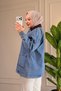 6707 - Stylish Comfortable Suede Collar-Trimmed Long Tunic Denim Jacket - 7