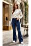 Navy Blue Flare Leg High Waist Power Lycra Fitting Jeans - 4