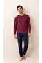 Burgundy Cotton Lycra Men's Long Sleeve Pajama Set - 3