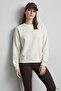 Bisiklet Yakalı Basic Oversize Sweatshirt 954 Ekru - 3