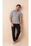 Gray Patched Cotton Lycra Men's Short Sleeve Pajama Set - 3