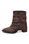 Women's Bellows Short Boots Round Toe Block Heel Daily Stylish Boots - 6