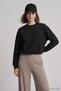 Elastic Waist Crop Sweatshirt 979 Black - 3