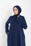 Defne Cupra Fabric Stone Abaya Navy Blue -9086 - 6
