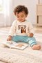 Baby Boy 2-Piece Top and Bottom Set Teddy Bear Mini Embroidered Sweatshirt Elastic Bottom Tracksuit 6-24 Months - 4
