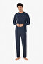 Men's Smoked Crew Neck Micro Modal Extra Soft Winter Pajama Set 6032 - 2