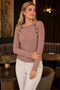 Women's Wide Collar Long Sleeve Hair Braid Patterned Decorative Button Detailed Stylish Soft Comfortable Daily Cinnamon Knitwear Sweater - 7