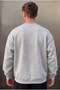 Men's Gray Melange Free Life Printed Thick Soft 3 Threaded Yarn 0 Zero Neckline Oversize Casual Sweatshirt - 5