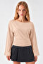 Asymmetric Collar Casual Beige Knitted Blouse - 2