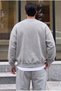 Men's Gray Melange Free Life Printed Thick Soft 3 Threaded Yarn 0 Zero Neckline Oversize Casual Sweatshirt - 4