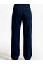 Women's High Waist Palozzo Loose Trousers in Dark Navy Blue with Rubber Detail - 3