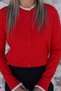 Red Standard Size Collar Sleeve Lace Detail Cardigan - 3