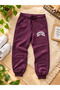 Boy's 95% cotton tracksuit set - plum bottoms & beige sweatshirt - 2-piece printed sweatshirt & jogger sportswear casual outfit - 3