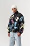 Graffititag Patterned Zippered Plush Men's Sweatshirt