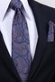 Hand Made 8 cm Large Shawl Pattern Navy Blue Tile Color Handkerchief Tie - 2