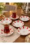 Porcelain Red and White Coffeehouse Style Authentic Tea Saucer Set of 12 with Wide Base - 5