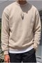 Men's Stone Sand Beige Geyik Soft 3 Yarn Inside Ş Fleece-Lined 0 Crew Neck O Oversized Casual Sweatshirt - 3