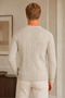Men's Long Sleeve Crew Neck Hair Braided Timeless Classic Stylish Elegant Soft Textured Casual Beige Knitwear Sweater - 3