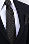 Hand Made 8 cm Dot Pattern Coffee Color Handkerchief Tie - 3