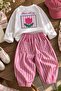 Tulip Printed Girls' Balloon Pants Set of 2 - Pink - 2