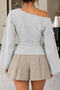 Women's Open Collar Spanish Sleeve Gray Blouse - 6