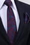 Hand Made 8 cm Large Shawl Pattern Burgundy Blue Color Handkerchief Tie - 2