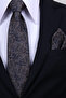 Hand Made 8 cm Tulip Pattern Smoked Color Handkerchief Tie