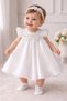 9-36 Months Stone-Embellished Flowered Evening Dress - White