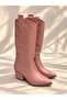 Limona Pink Imported Leather 6 cm Heel Women's Boots - 3