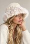 Plush Bucket Hat Women's Furry Hat Premium Adjustable Ecru - 6