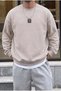 Men's Dark Gray Free Life Printed Thick Soft 3 Threaded Yarn 0 Zero Neckline Oversize Casual Sweatshirt - 4