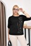 Embroidered Stoned Glitter Cotton Mercerized Sweater