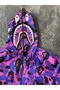 Blue Camouflage Shark Zippered Pocket Hooded Children's Tracksuit Trend Set - 6