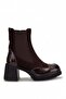 D26Kb-1945 Women's Genuine Leather Heeled Boots Brown
