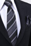 Hand Made 8 cm Striped Pattern Black Gray Color Handkerchief Tie - 3