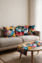 Colorful Abstract Eye Pattern Double-Sided Printed Suede 5-Piece Living Room Set - 4 Cushion Covers 43X43 cm + Runner 140X40 cm - 2