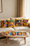 Colorful Picasso Faces Double-Sided Printed Suede 5-Piece Living Room Set - 4 Cushion Covers 43X43 cm + Runner 140X40 cm - 2