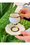 6-Person Porcelain Kruvas Coffee Cup - White Gold - 4